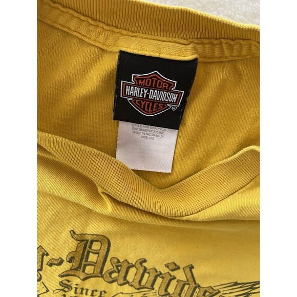 Harley Davidson Yellow Muscle Tank Live Hard Ride Hard Eagle 2XL Has Paint Marks - Picture 4 of 8